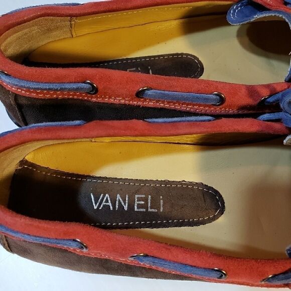 Vaneli Suede Driving Moccasins Red Blue size 6M - Picture 10 of 11